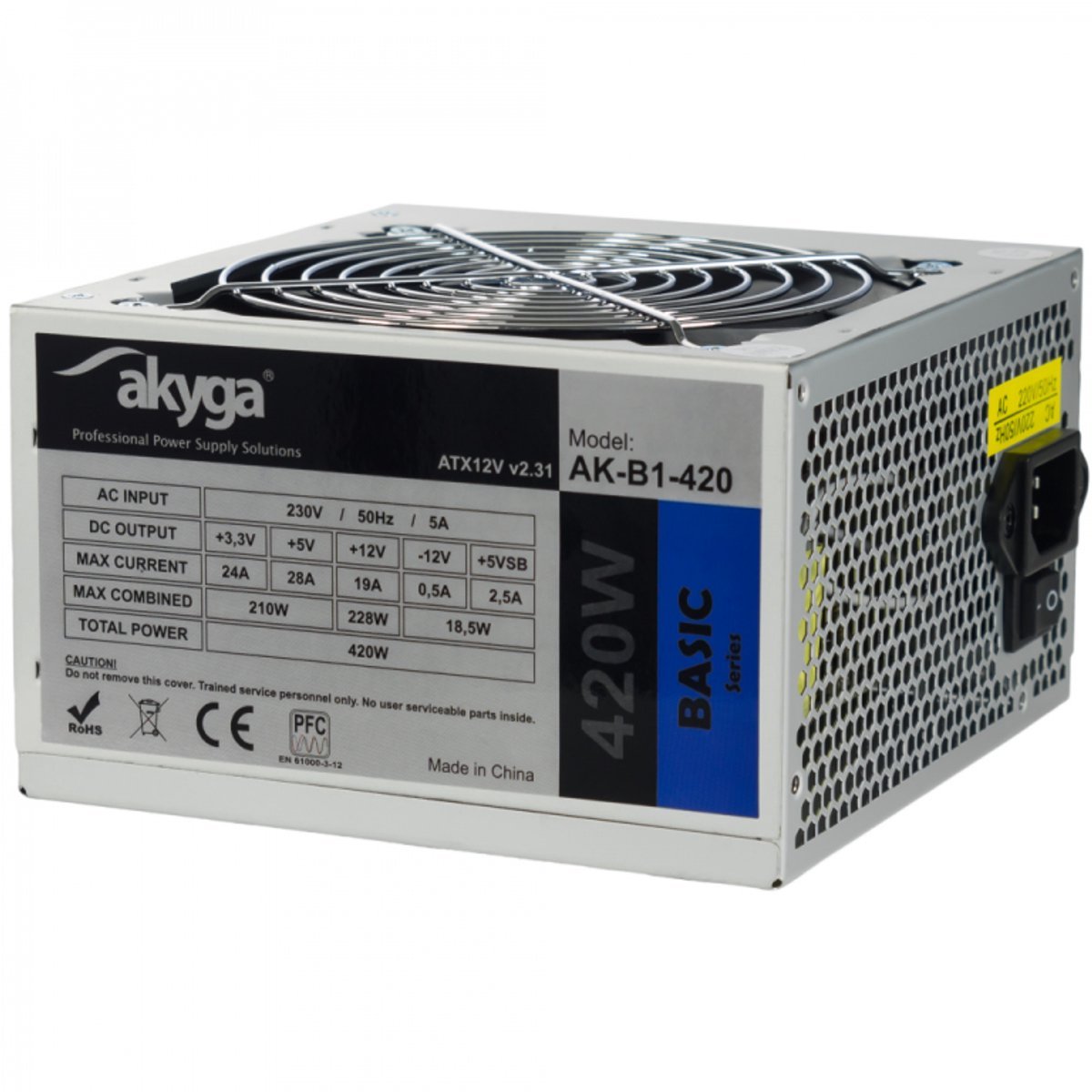 Akyga Ak-B1-420 Power Supply Unit 420 W 20+4 Pin Atx Atx Grijs voeding