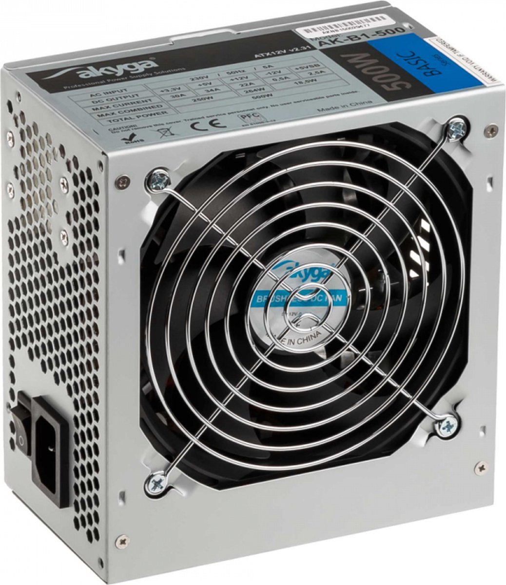 Akyga Ak-B1-500 Power Supply Unit 500 W 20+4 Pin Atx Atx Grijs