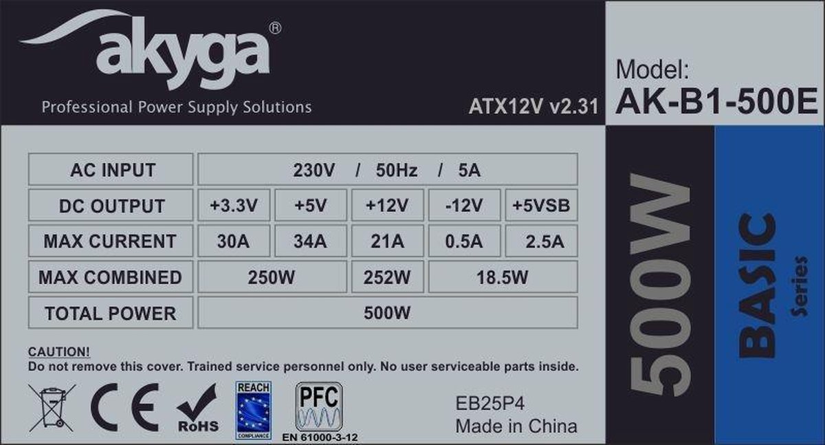 Akyga Ak-B1-500E Power Supply Unit 500 W 20+4 Pin Atx Atx Grijs voeding - afbeelding 4