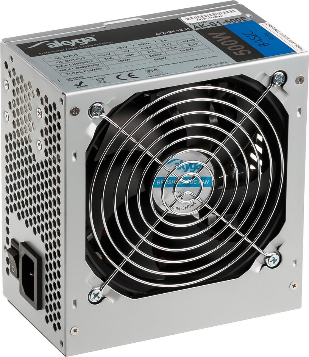 Akyga Akyga Ak-B1-500E Power Supply Unit 500 W 20+4 Pin Atx Atx Grijs