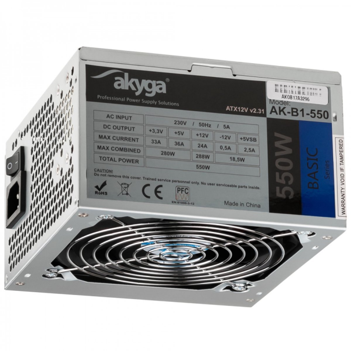 Akyga Akyga Ak-B1-550 Power Supply Unit 550 W 20+4 Pin Atx Atx Grijs