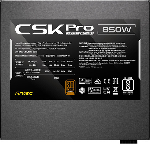 Antec signature csk850 pro atx3 1 po 2 orig - Antec CSK850 PRO ATX3.1 850W Voeding (Black)