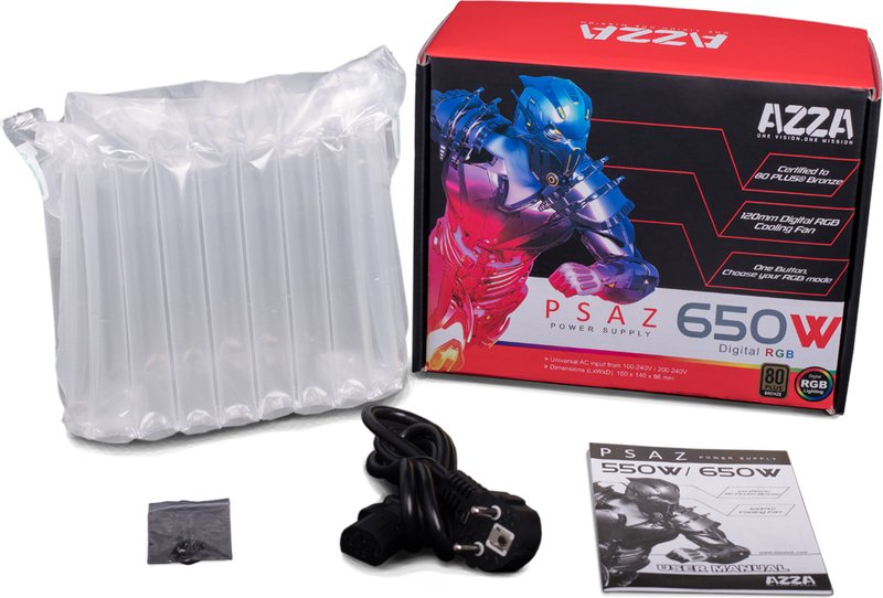 Azza psaz 650w 650w atx zwart 3 orig - Azza PSAZ-650W(ARGB) Voeding