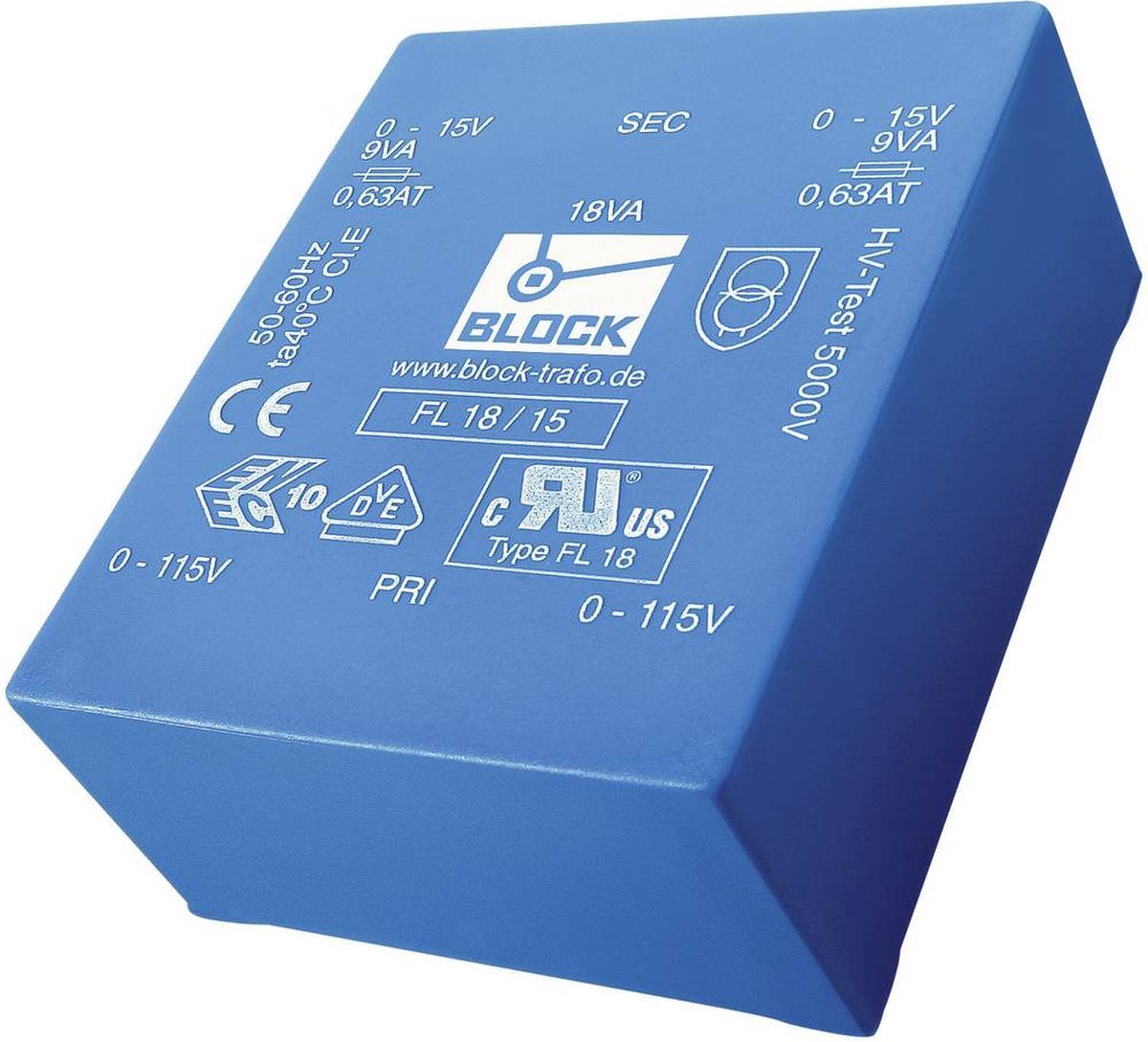 Block Fl 14/9 Printtransformator 2 X 115 V 2 X 9 V/Ac 14 Va 777 Ma