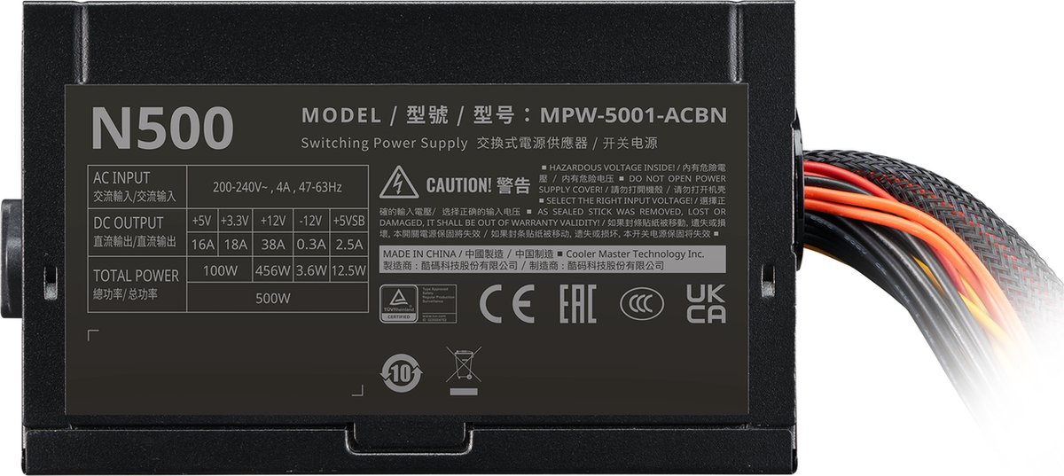 Cooler Master Elite Nex 230V 500 Power Supply Unit 500 W 24-Pin Atx Zwart voeding - afbeelding 5