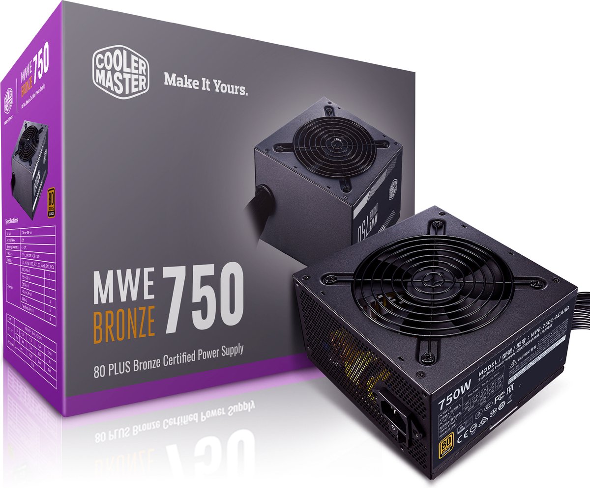 Cooler Master Mwe 750 Bronze 230V V2 - 750 Watt 80 Plus Bronze Pc Voeding - afbeelding 7