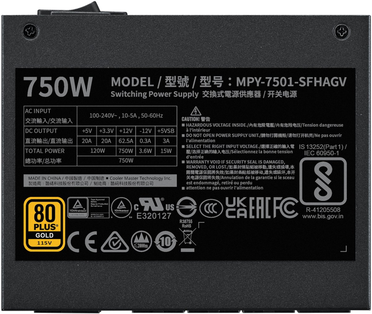 Cooler Master V Sfx Gold 750 Atx 3.1 - Voeding Atx12V 3.1, Sfx12V 3.42 - 80 - afbeelding 7