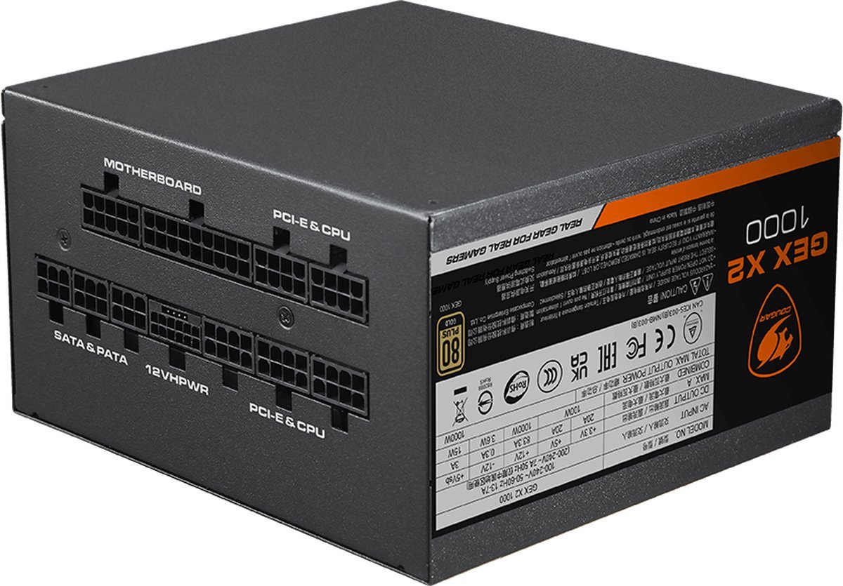 Cougar Cougar Gex X2 850W Volledig Modulair 80 Plus Gold Atx 3.0 Hoge Efficiëntie Interne Voeding -Zwart