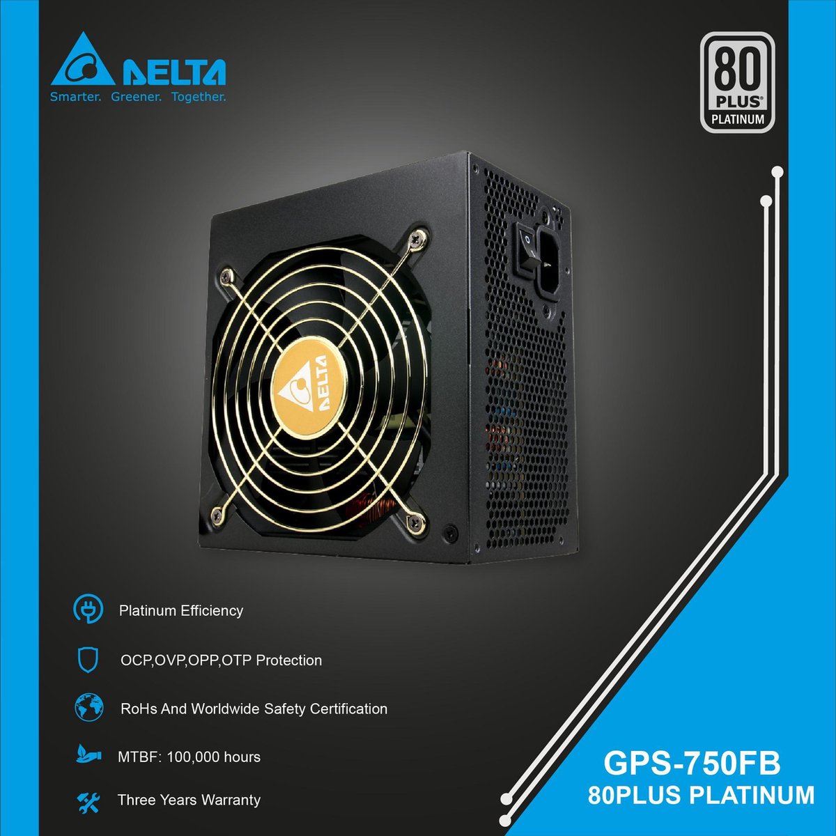 Deltae Voeding - Pc Voeding - Psu Atx Platinum 750 Watt Gaming Power Supply - afbeelding 5