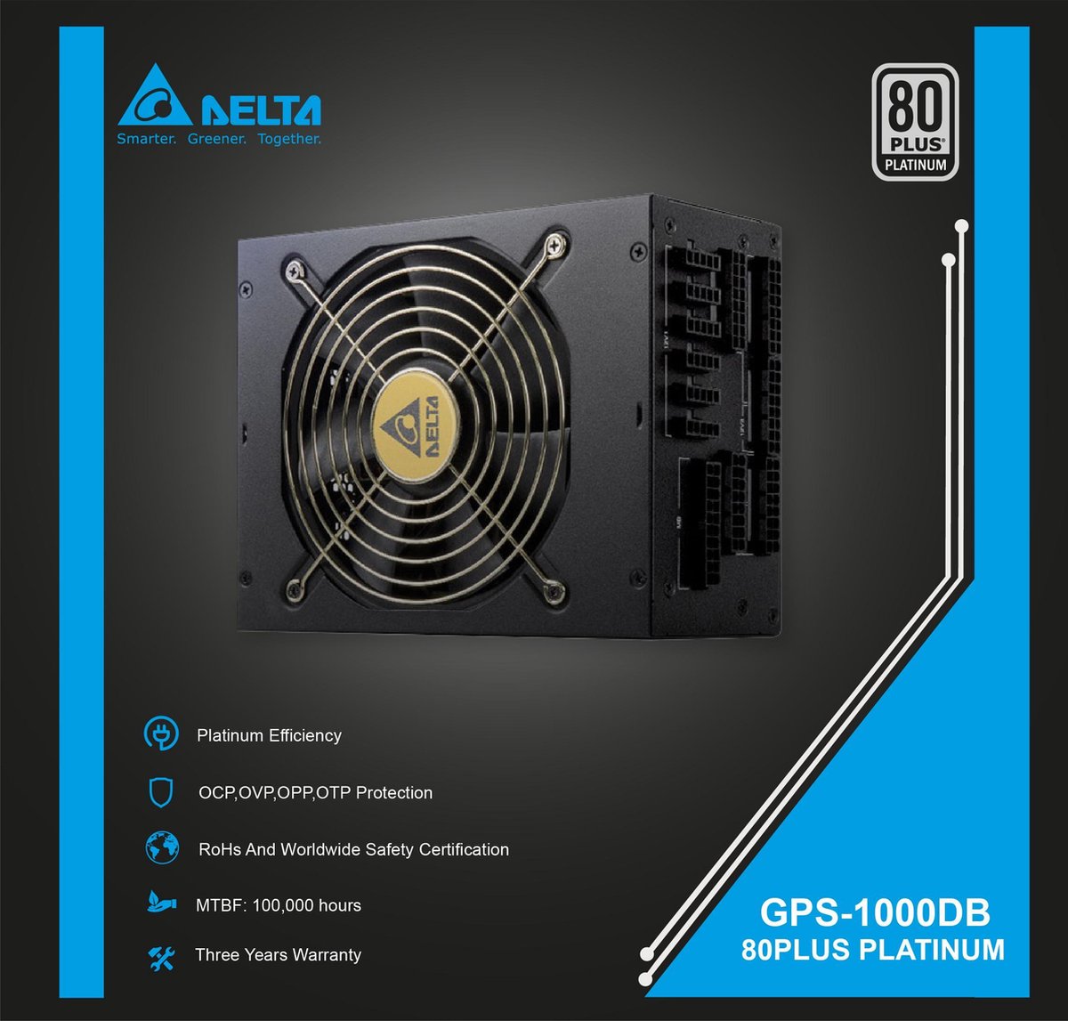 Deltae Voeding - Pc Voeding - Psu Atx Platinum 1000 Watt Gaming Power Supply - afbeelding 5
