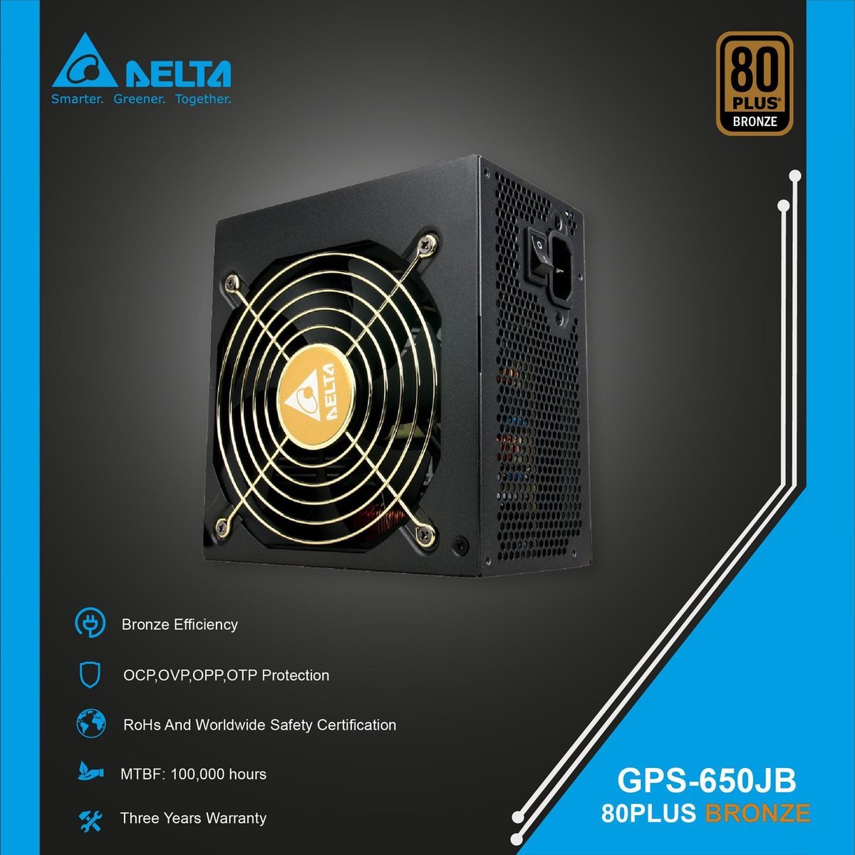 Deltae Voeding - Pc Voeding - Psu Atx Bronze 650 Watt Gaming Power Supply - afbeelding 4