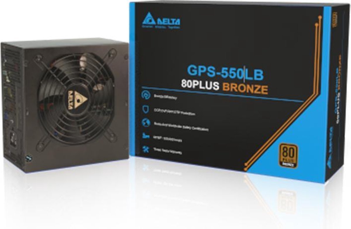 Delta Delta - Interne Voeding - Pc Voeding - Psu Atx Bronze 550 Watt Gaming Power Supply