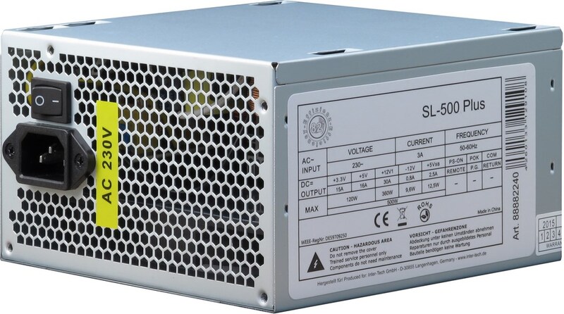 Inter tech sl 500 plus 500w 2 orig - Inter-Tech SL-500 Plus 500W Voeding (Silver)