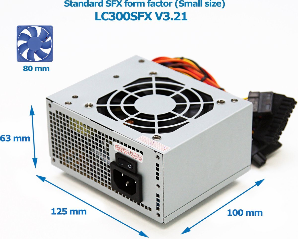 LC300SFX Lc300Sfx V3.21 Power Supply Unit - Lc Power 300W Sfx Klein Formaat Pc Voeding - 1Xpci-E 6 Pin -Grijs