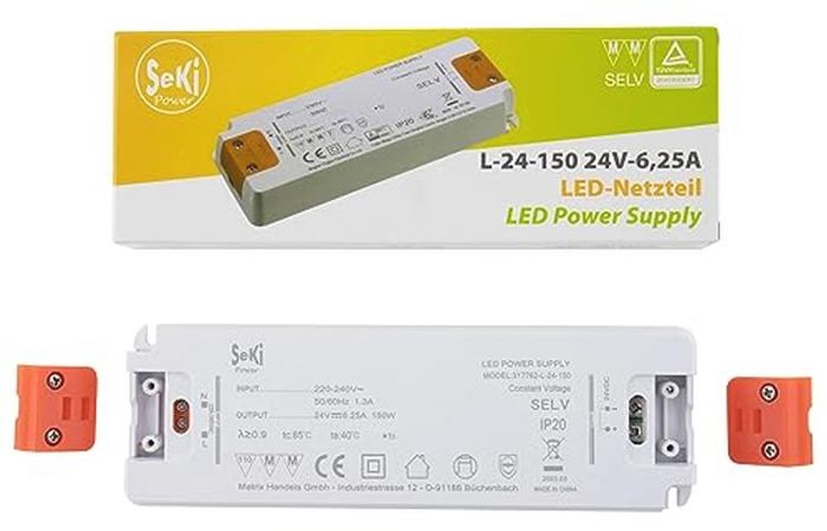 Led voeding 24v 6 25a 150w transfo 1043311 6 orig - LED 150W 24V 6.25A Slim IP20 Voeding Transformer voor Meubelinbouw