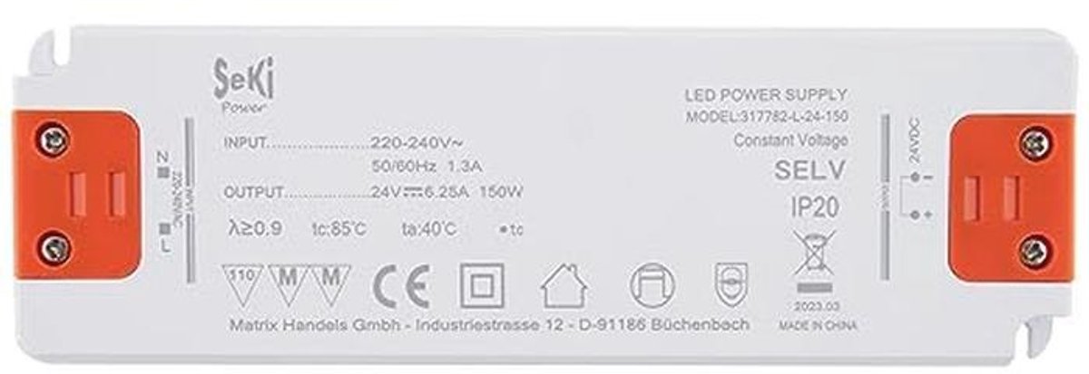 LED Led Voeding 24V 6,25A 150W - Transformer Voor Meubelinbouw