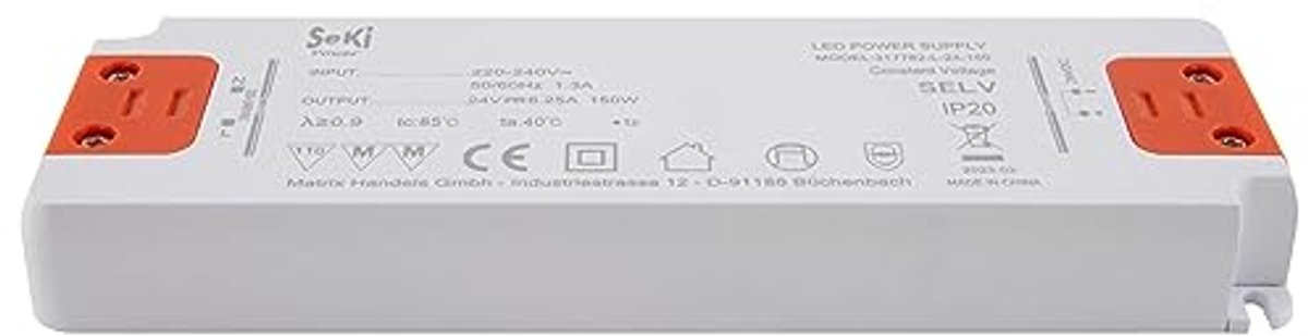 YSD 24V 6.25A 150W Waterdichte Slimline LED Transformator - afbeelding 3