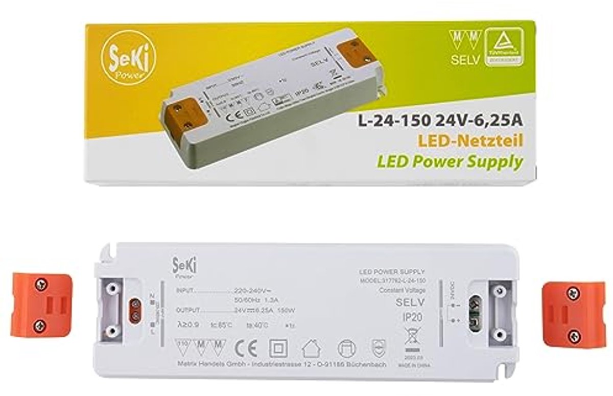 YSD 24V 6.25A 150W Waterdichte Slimline LED Transformator - afbeelding 6
