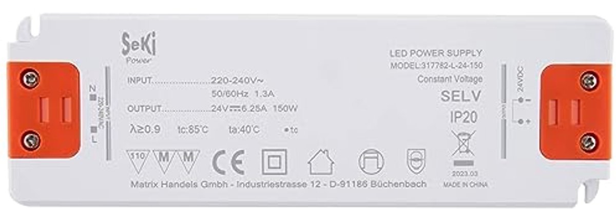 LED Led Voeding 24V 6,25A 150W - Transformer Voor Meubelinbouw