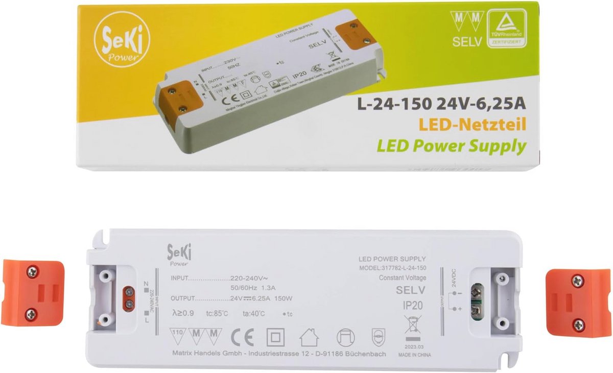 Professionele LED Voeding 150 watt 6,25 ampère 24 volt IP67 waterdicht - afbeelding 4