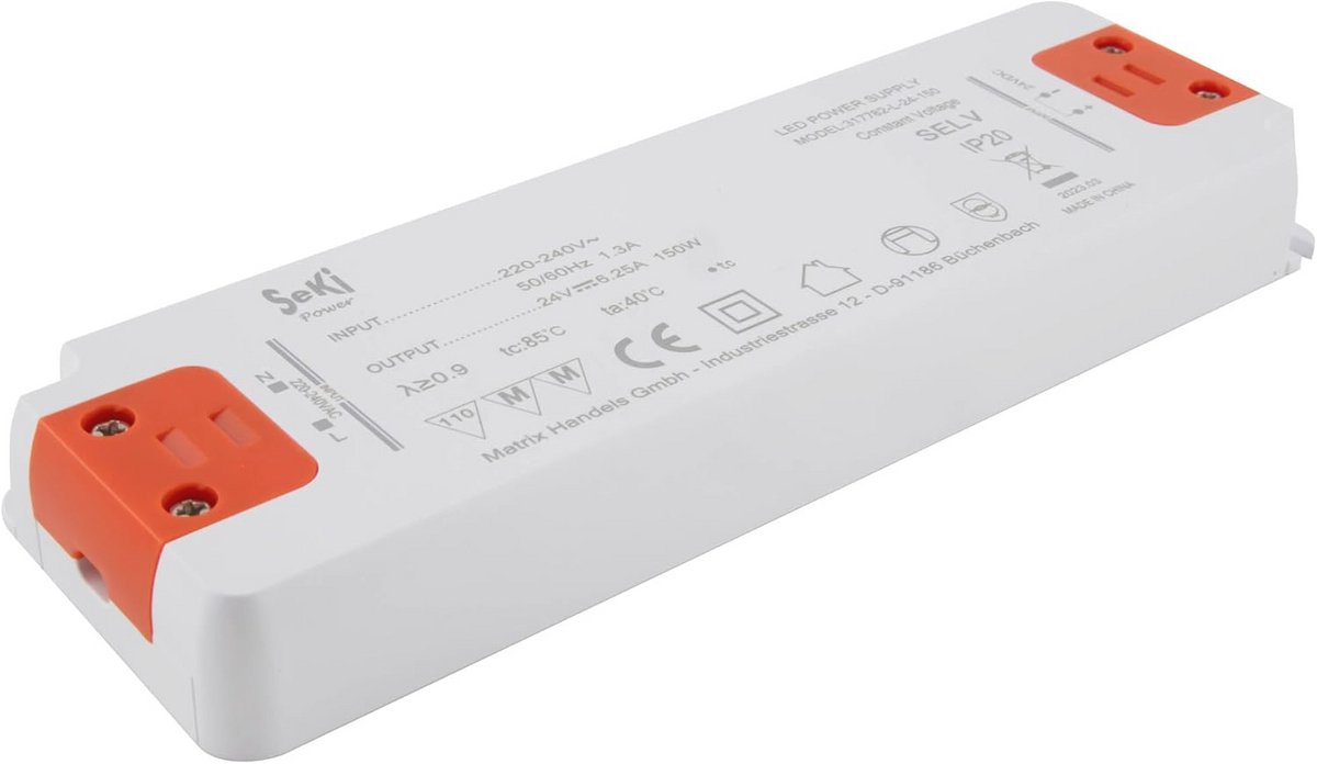 Professionele LED Voeding 150 watt 6,25 ampère 24 volt IP67 waterdicht - afbeelding 5