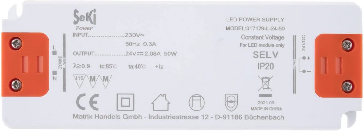 Professionele LED Voeding 150 watt 6,25 ampère 24 volt IP67 waterdicht - afbeelding 6