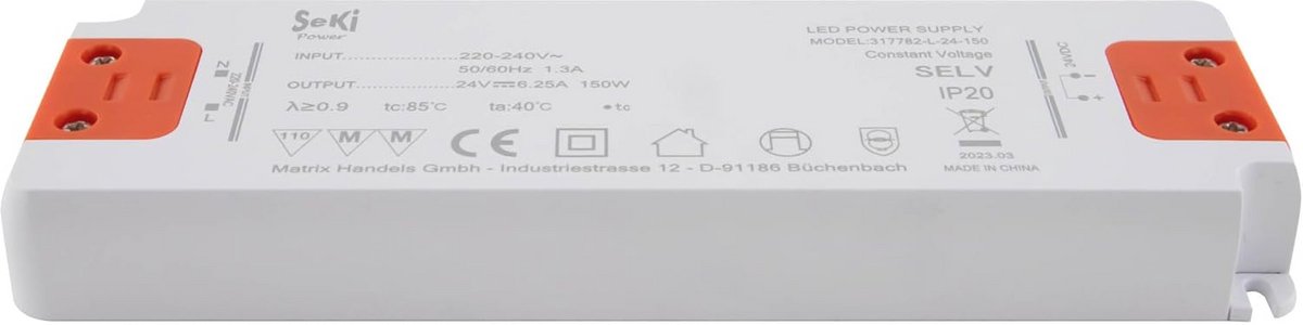 Professionele LED Voeding 150 watt 6,25 ampère 24 volt IP67 waterdicht - afbeelding 7