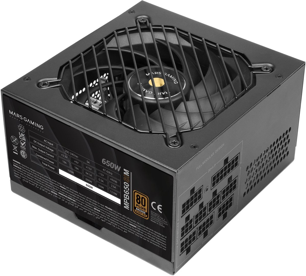 Mars Mars Gaming Mpb650Sim Voeding – 650W – 80 Plus Bronze (90% Efficiëntie) – Ai2-Rpm Extreme Silence – 120Mm Fan – 7 Jaar Garantie