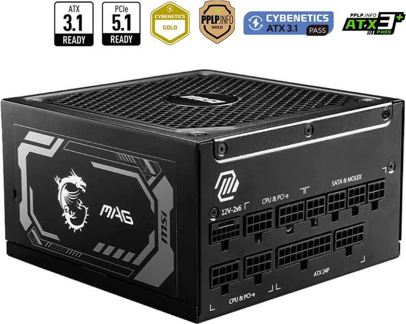 Msi mag a1000gl pcie5 4 orig - MSI MAG A1000GL PCIE5 1000W Voeding (Black)