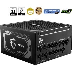MSI Msi Mag A1250Gl Pcie5 Power Supply Unit 1250 W 24-Pin Atx Atx Zwart