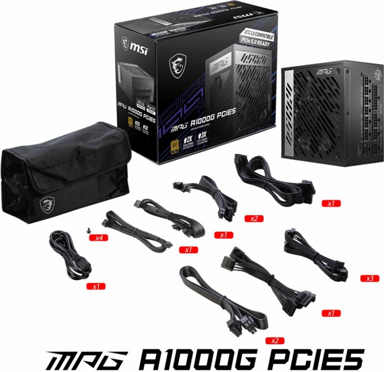 Msi mpg a1000g pcie5 1000w voeding 5 orig - Interne MSI MPG A1000G PCIE5 1000W Voeding (Black)