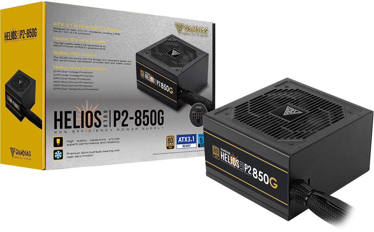 Gamdias Helios P2-850G 850W 80 Plus Gold Power Supply - afbeelding 7