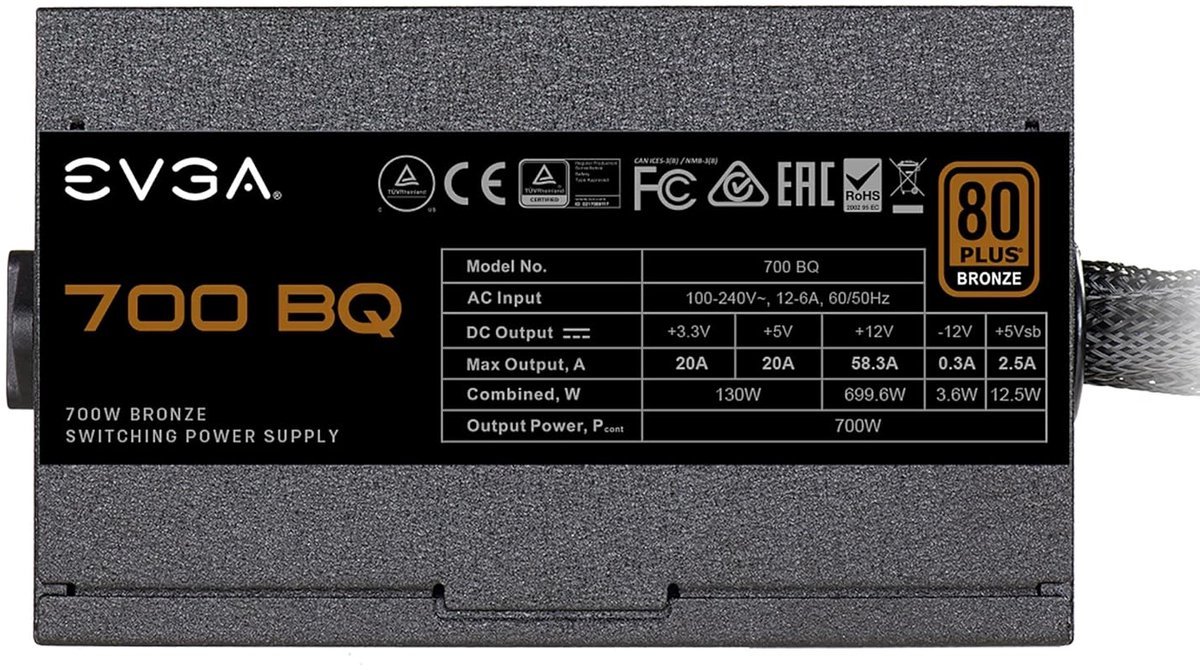 Power Supply Evga 700 Bq - 80+ Bronze - 700Watt - Semi Modular - Pc Voeding - - afbeelding 2
