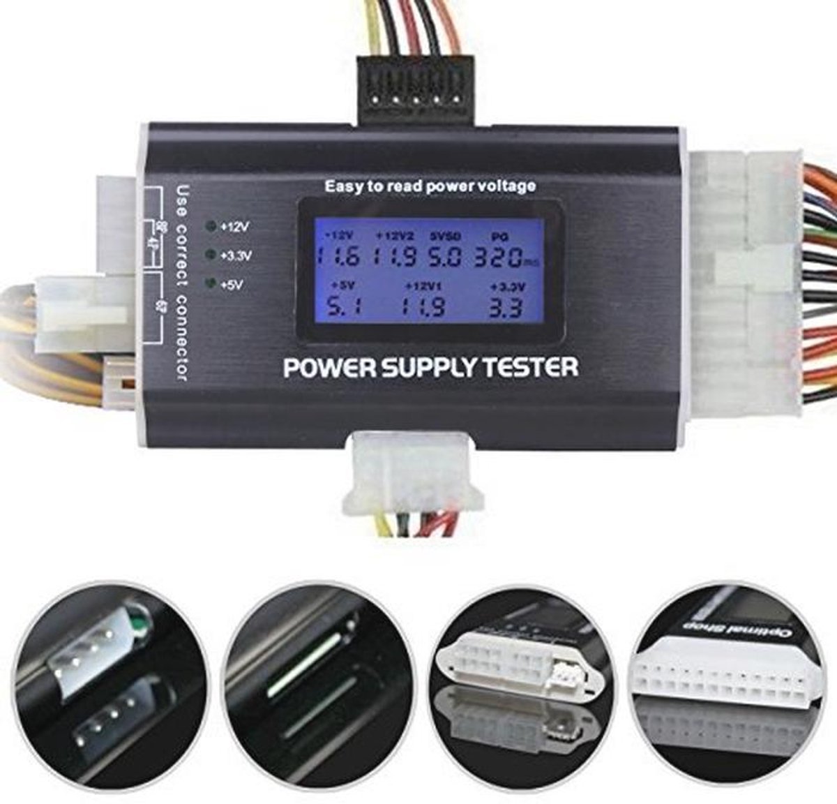 Power Power Supply Tester Voor Atx, Sata, Ide En Hdd Met Lcd Scherm