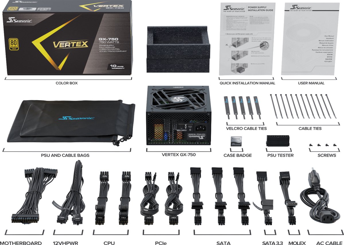 Vertex GX-750 750W Voeding (Black) - afbeelding 2