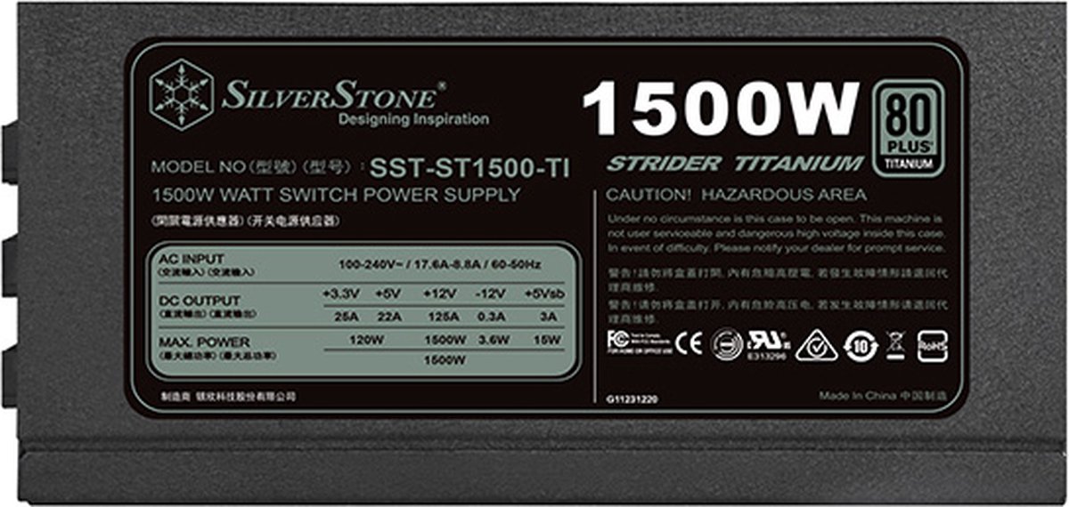Silverstone St1500-Ti Power Supply Unit 1500 W 20+4 Pin Atx Atx Zwart voeding - afbeelding 3