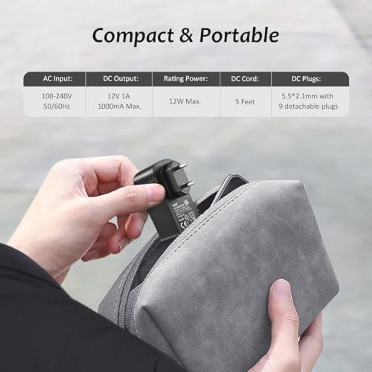 Adapter 12V 1A - 12W voeding - afbeelding 7