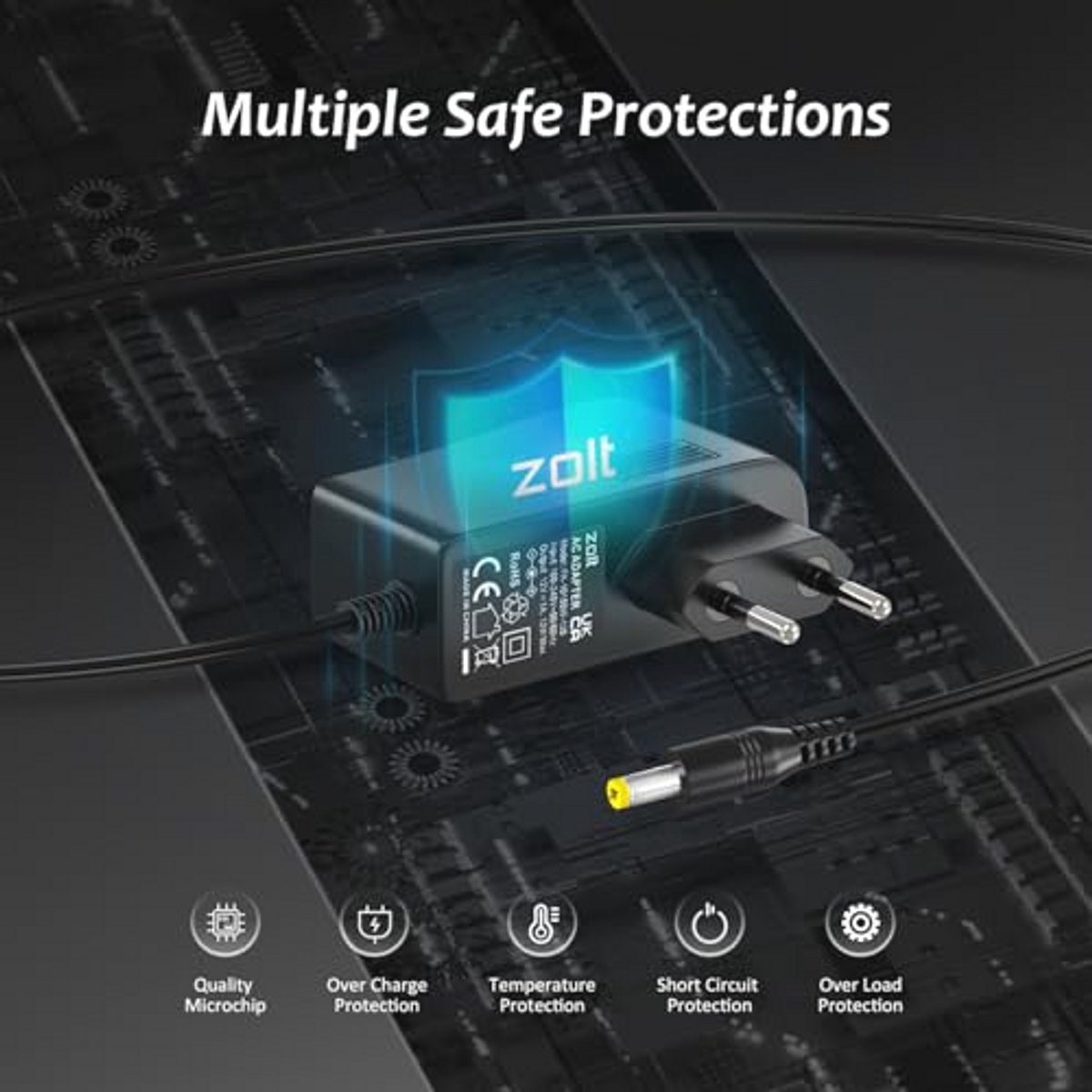 Adapter 12V 1A - 12W voeding - afbeelding 8