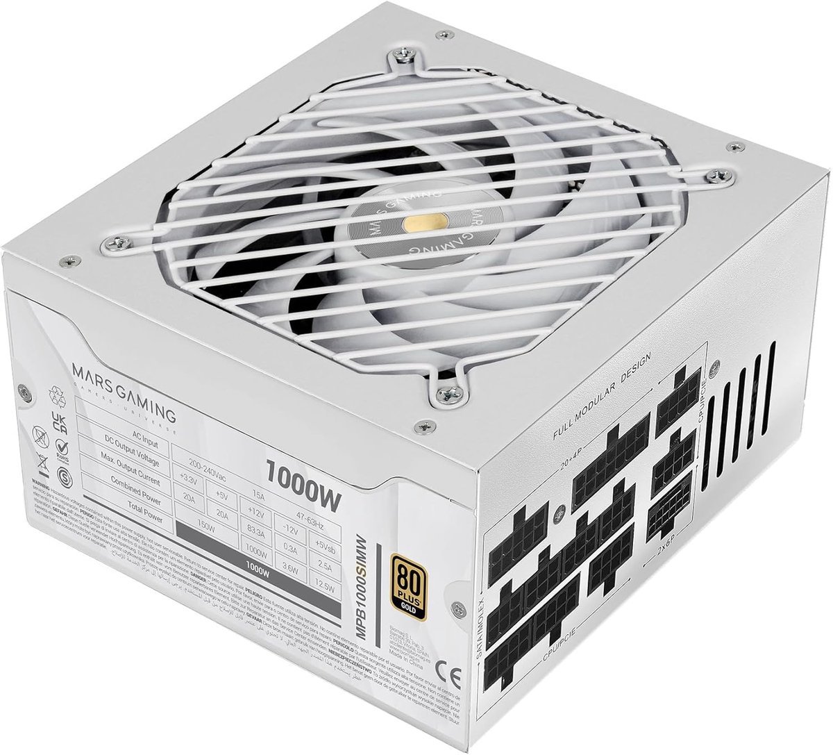 Voeding Voeding 1000W - Pc Stroomvoorziening - Computer Bouw - Volledig Modulair Ontwerp - Atx Formaat - Wit