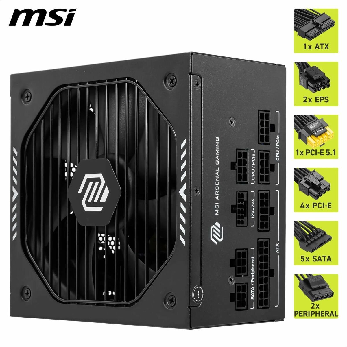 Voedingsbron MSI MAG A750GLS PCIE5 750W Voeding (Gold) - afbeelding 9