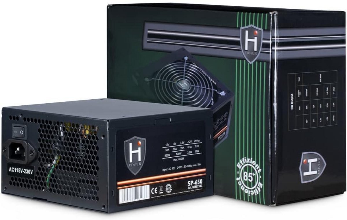 Voedingseenheid Voedingseenheid Pc - Computer Voeding - Stabiele Stroom - 650 Watt Vermogen - Atx Formaat - Zwart