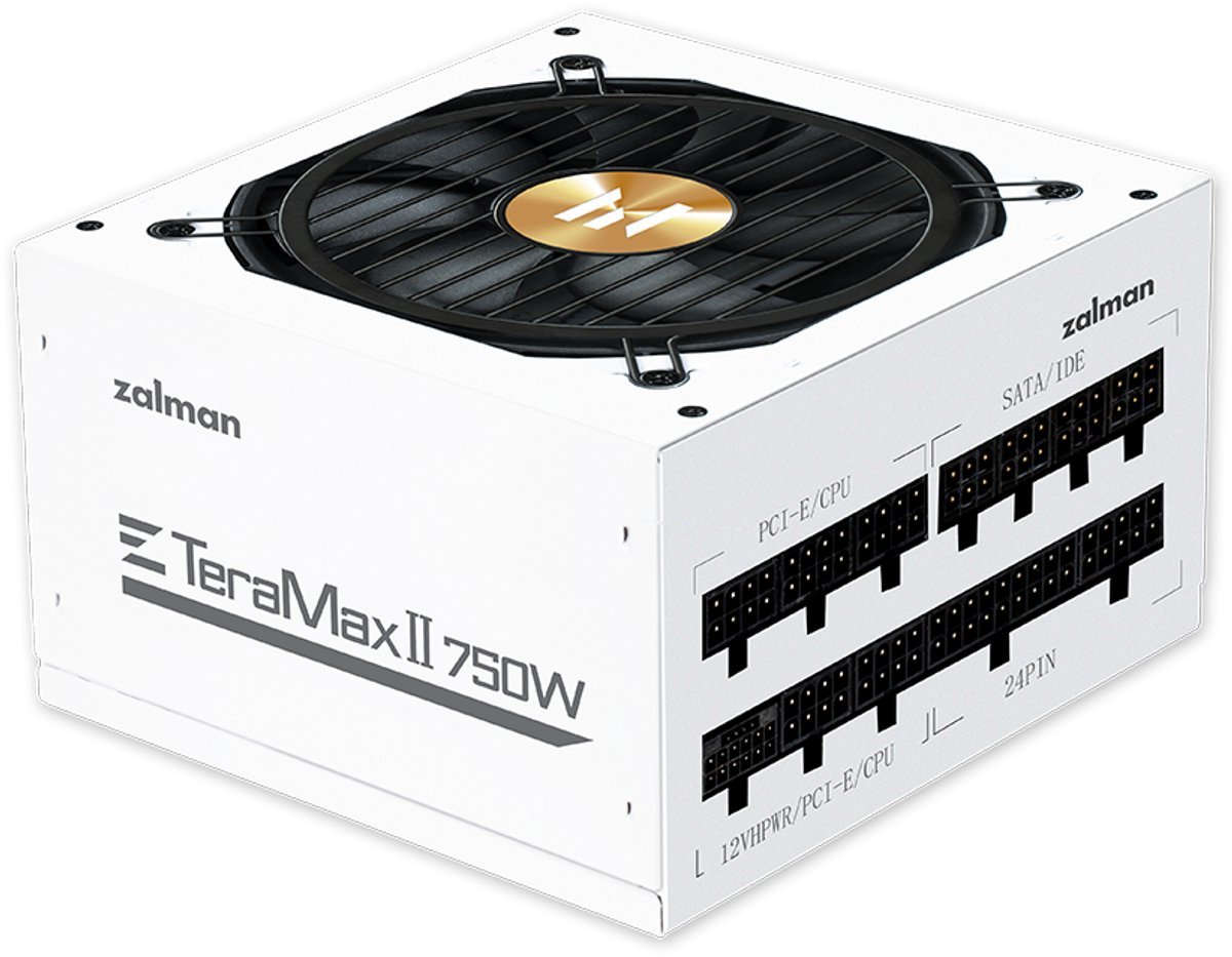Zalman Zalman Zm750-Tmx2 White Terramax Ii 750W Psu 80 Plus Gold Atx 3.1, Full-Modular, Pcie 5.0, 12Vhpwr, Fdb 120Mm Fan, Active Pfc, Rgb Support, Ovp/Uvp/Ocp/Scp/Otp/Opp