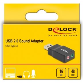 Delock 66634 tussenstuk voor kabels u 4 orig - DeLock 66634 2.0 16 bit Geluidskaart (Black)