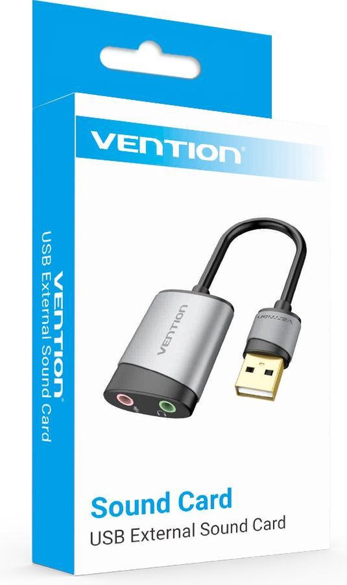 Vention Externe USB Stereo Geluidskaart CDKHB - 24-bit/96kHz, Grijs - afbeelding 3