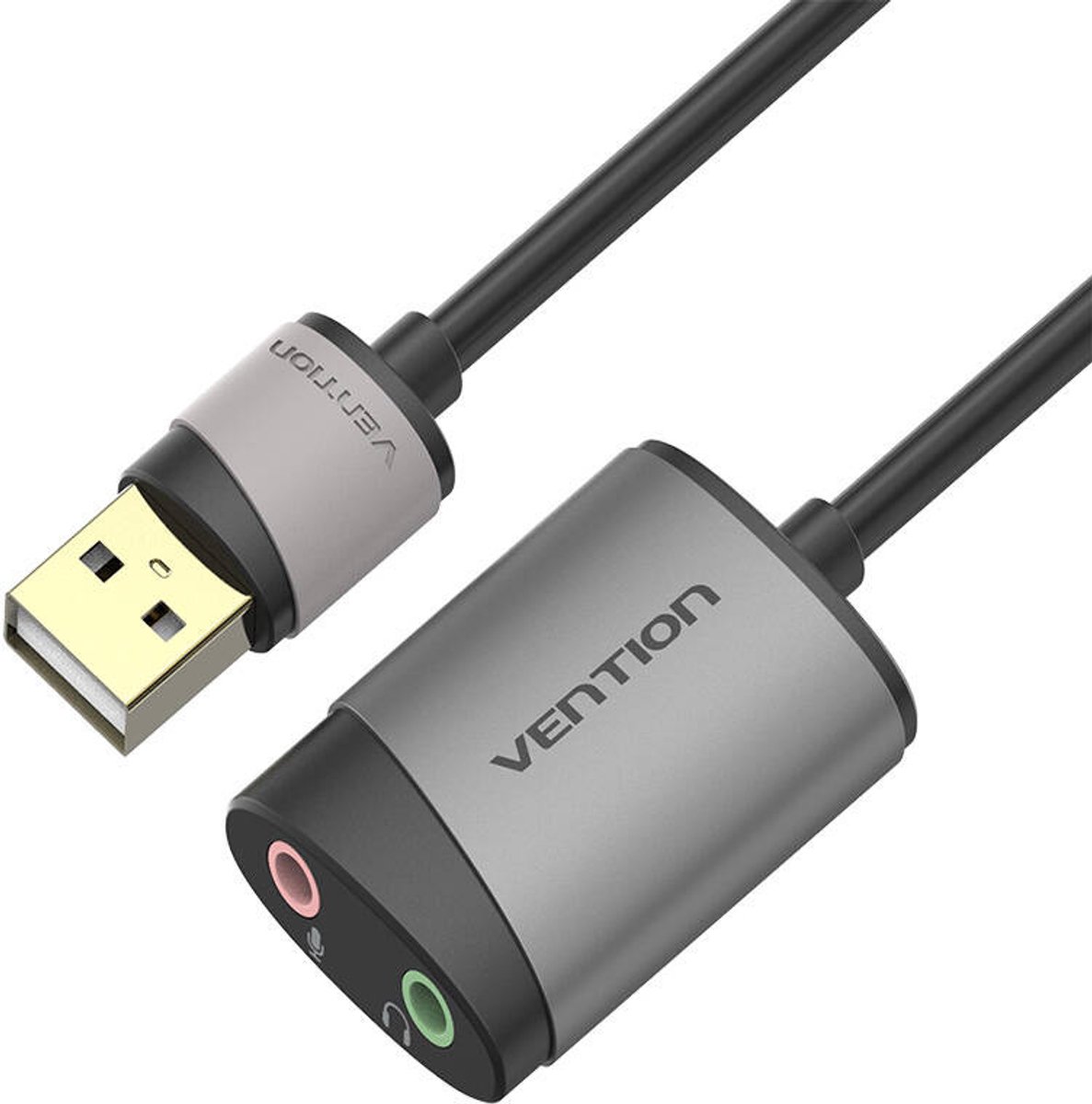 Vention Externe USB Stereo Geluidskaart CDKHB - 24-bit/96kHz, Grijs - afbeelding 5