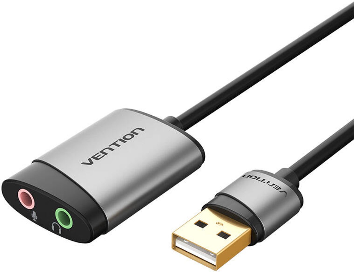 Vention Externe USB Stereo Geluidskaart CDKHB - 24-bit/96kHz, Grijs - afbeelding 6