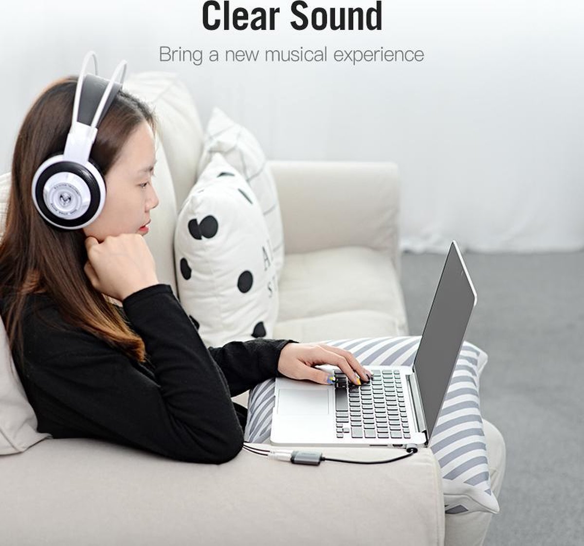 Vention Externe USB Stereo Geluidskaart CDKHB - 24-bit/96kHz, Grijs - afbeelding 9