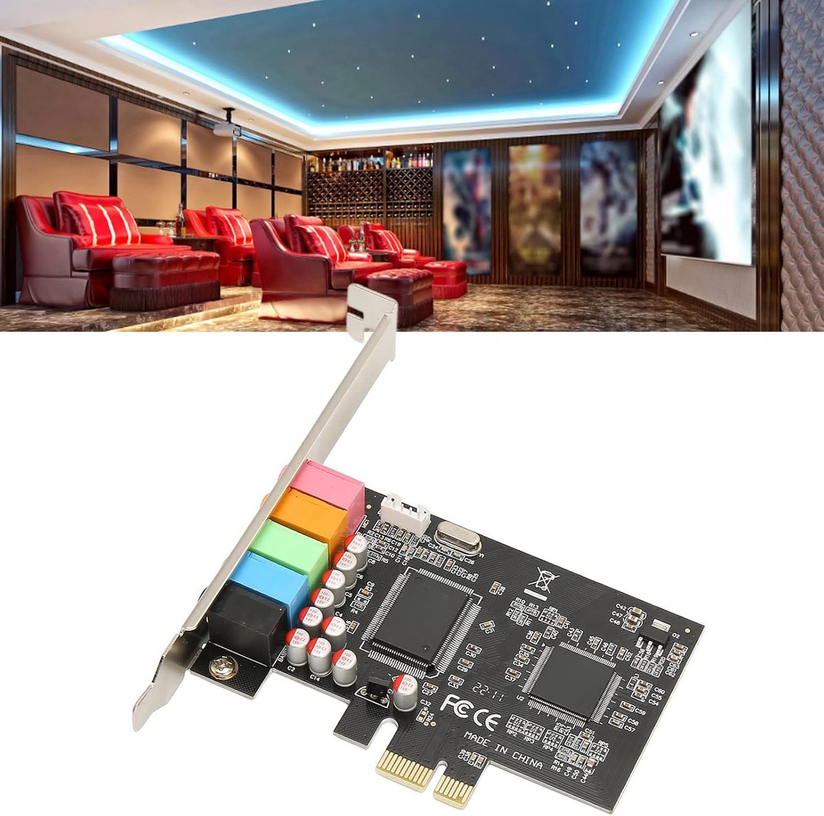 PCIe 5.1 Surround Soundkaart 24-bit 48KHz CMI8738 Chipset - afbeelding 3
