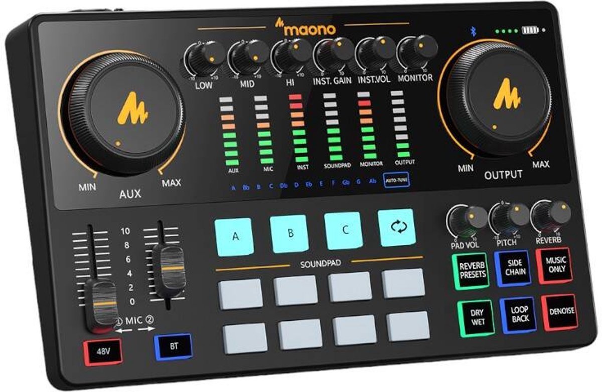 Maonocaster E2 (AME2) Podcast Mixer & Audio Interface - 16-bit/48kHz - USB-C - Black Geluid...