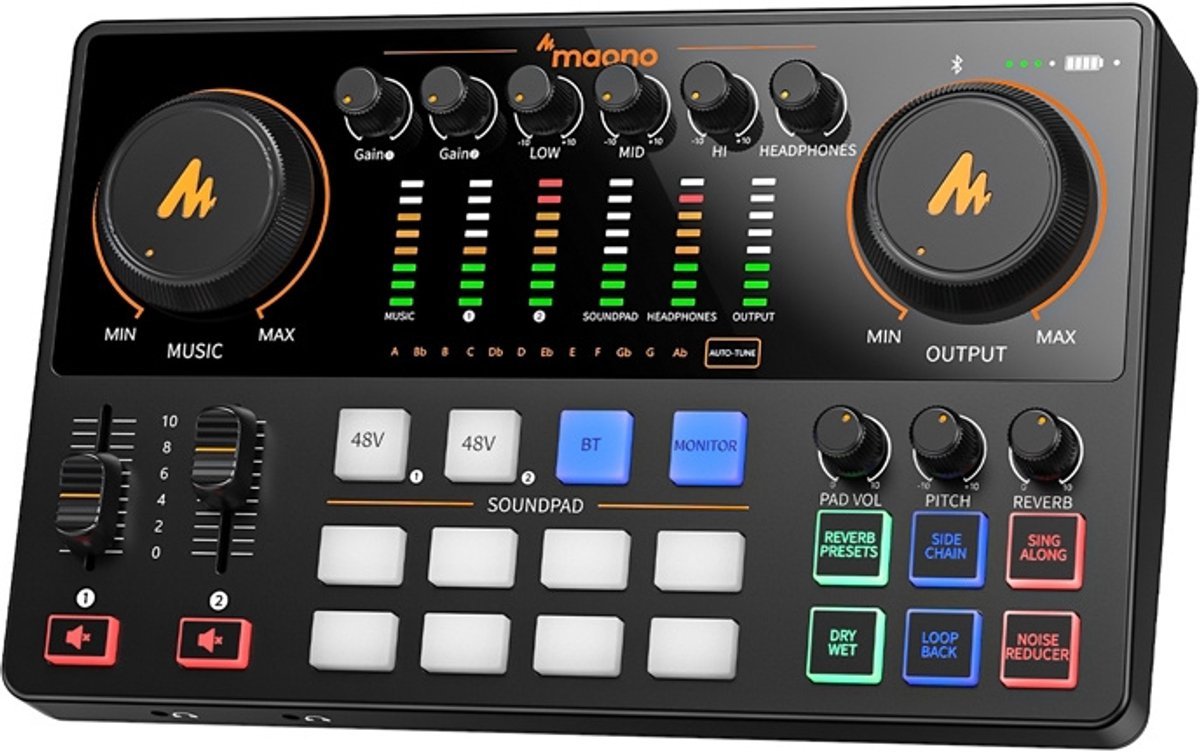 Maono Maono Ame2 Gen2 - Usb Audio Interface - Geluidskaart Voor Audio-Opname - Podcast & Streaming - Xlr & Usb-C - Ingebouwde Mixknoppen - Compatibel Met Windows - Zwart